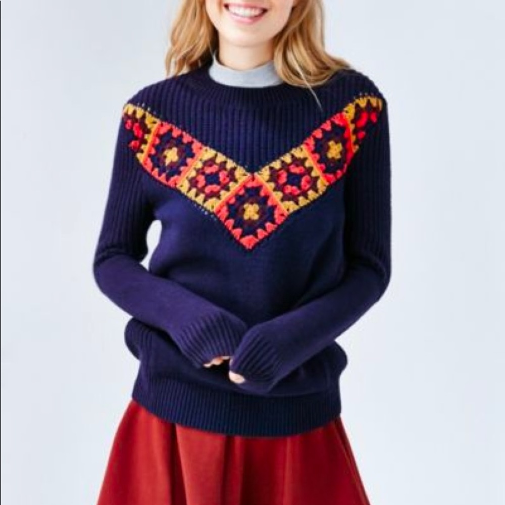 Urban Outfitters Cable Knit Sweater Embroidery